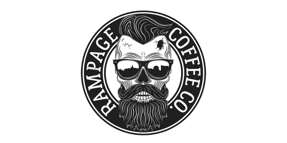 Rampage Coffee Logo 400 x 200 White Black Outline Thick 1
